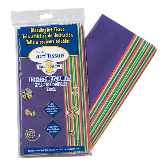 Spectra® Deluxe Bleeding Art Tissue™ Bright Color Sheets, 20ct.